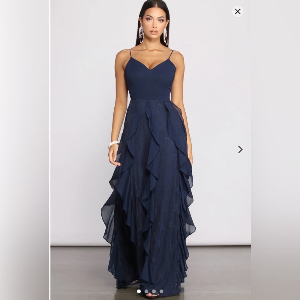 Windsor Navy Blue High Low Dress